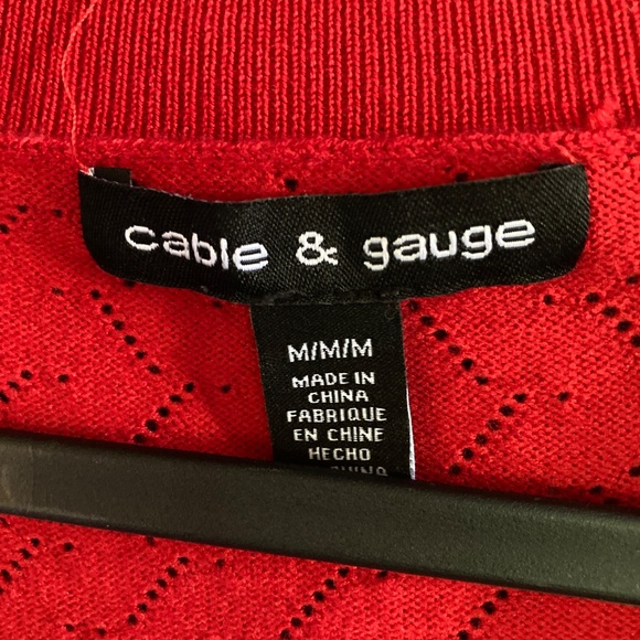 Red Fine Knit V Neck Sweater by Cable & Gauge - Picture 6 of 6